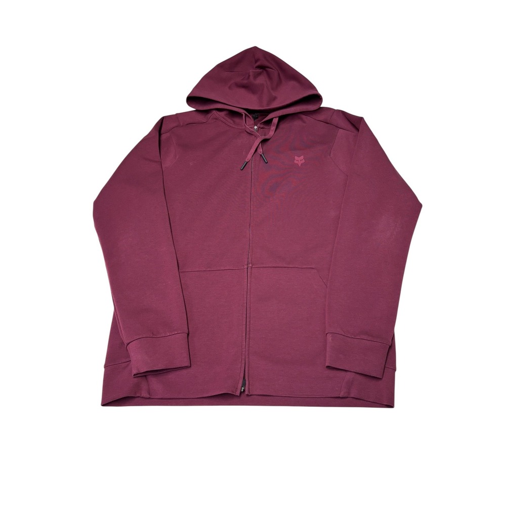 Ranger Fox Head Mens Full Zip Hoodie Maroon Burgundy Sweatshirt Size L